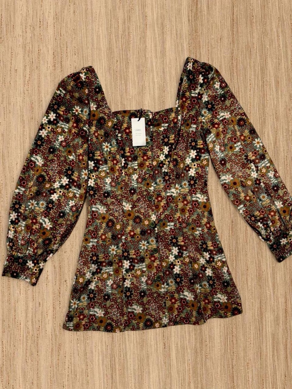Cider Floral Corduroy Mini Dress NWT Size Small🌼🤎